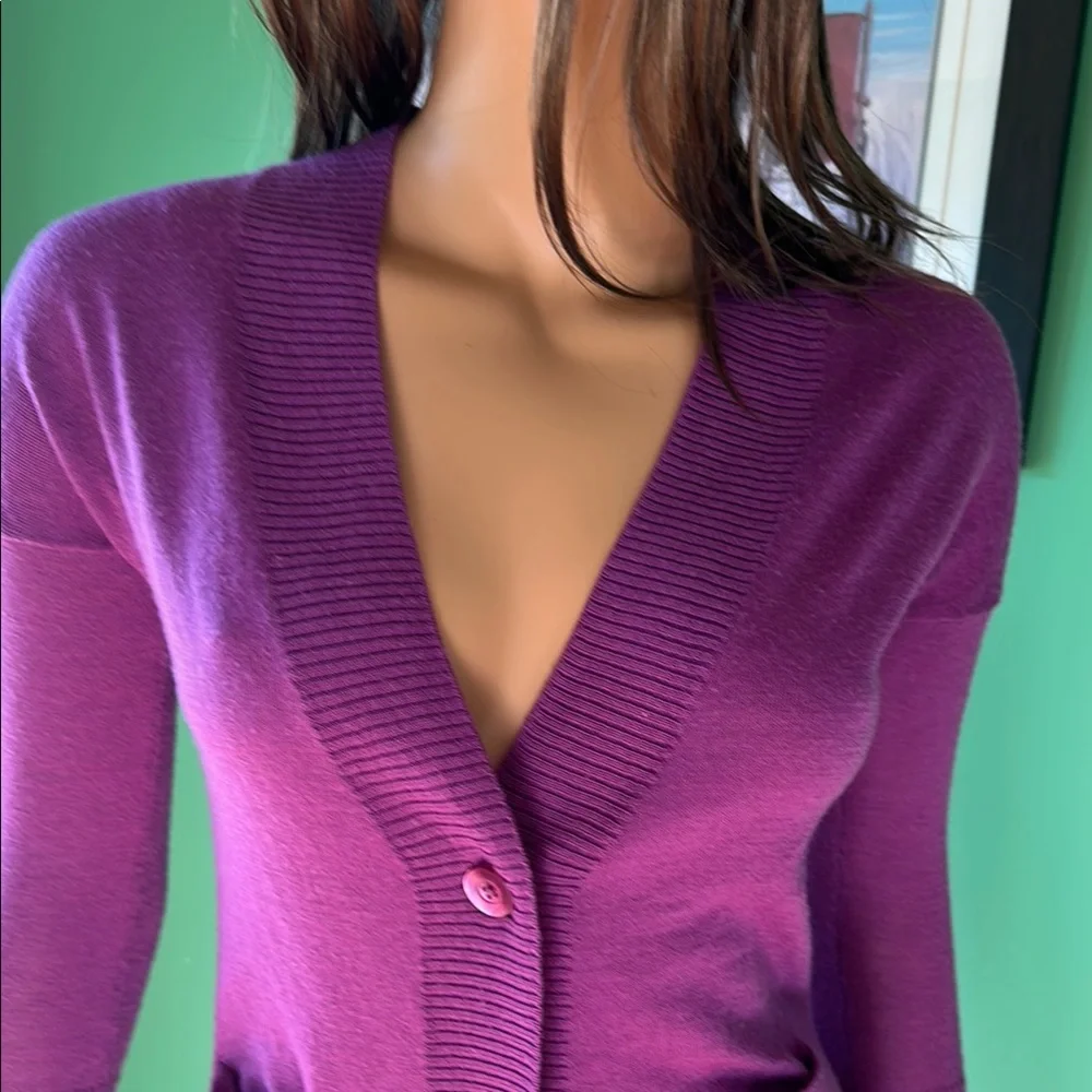 🟪🟪EUC LOFT Purple V-Neck Cardigan with Tiny Hip Pockets🟪🟪